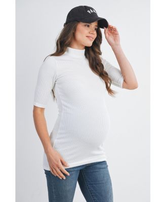 Maternity Ribbed Mock Neck Top