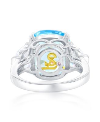 Gala Collection Sterling Silver Elongated Cushion Firework Cut Cubic Zirconia Three Stone Ring