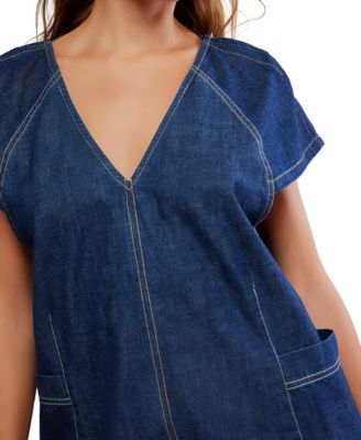 Women's Free Fall V-Neck Denim Romper