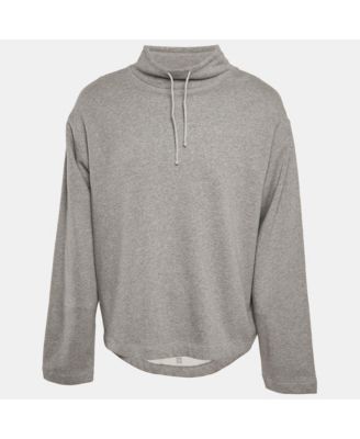 Men's Grey Cotton Knit High Neck Sweatshirt