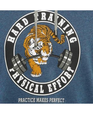 Men's Blue Tiger Print Cotton Hoodie