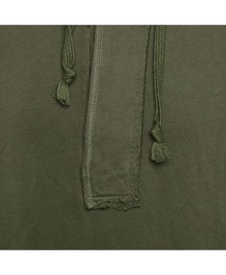 Men's Green Cotton Knit Distressed Hoodie
