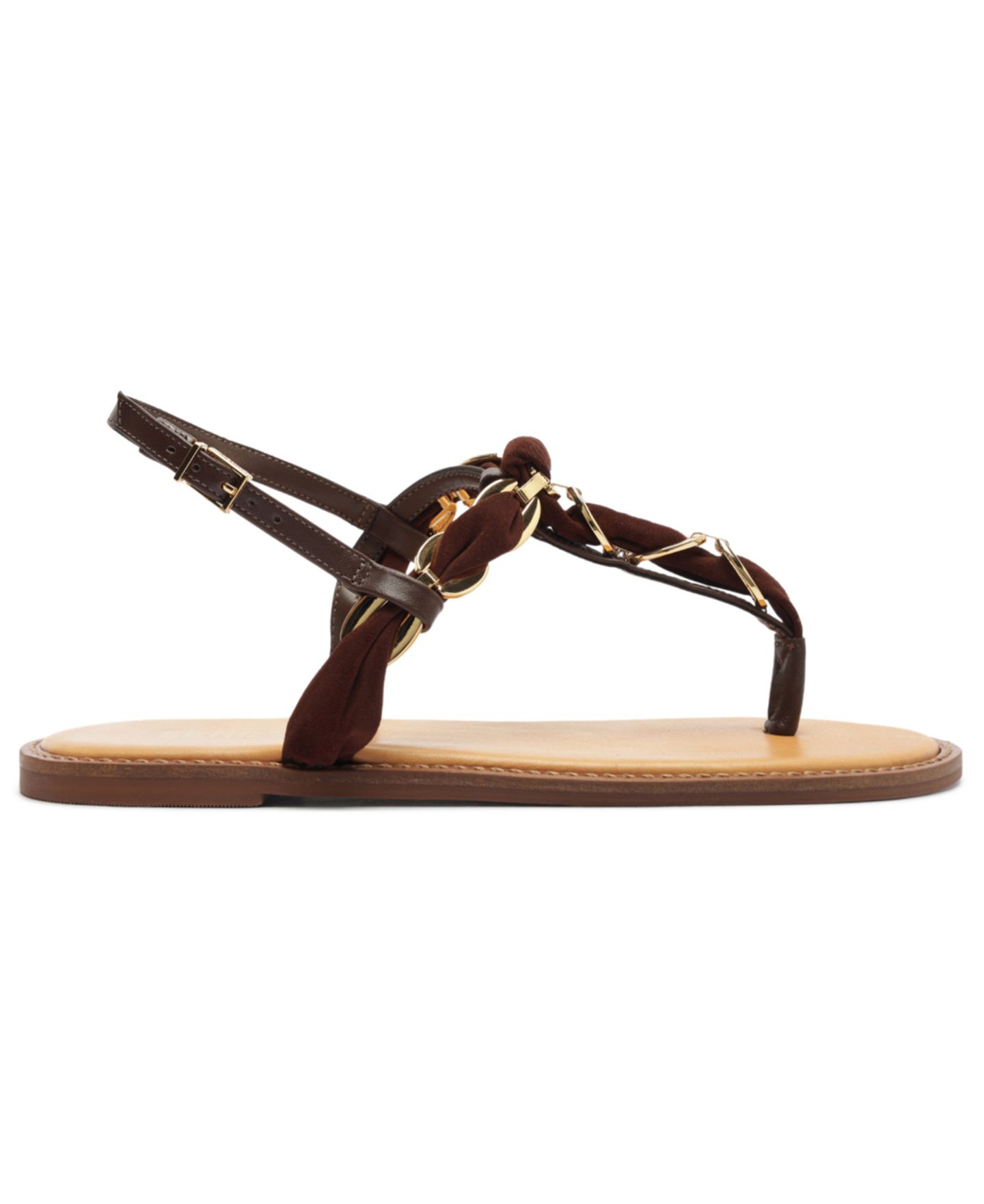 Женские сандалии Schutz Camellia Round Toe Flat, цвет: Коричневый — фото 2