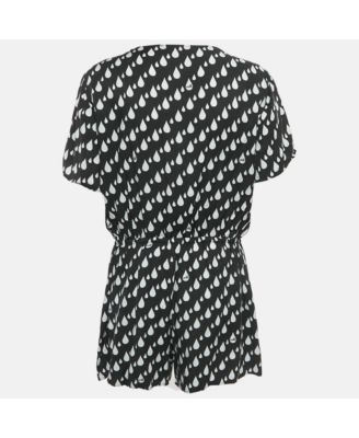 Women's Black Drop Print Short Sleeved Playsuit