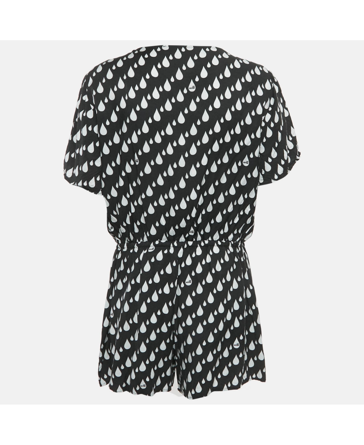 Pre-Owned Love Moschino Women's Black Drop Print Short Sleeved Playsuit
