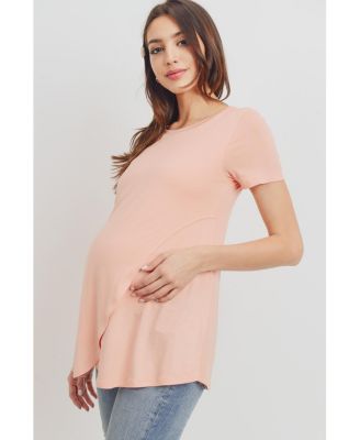 Maternity Short Sleeve Layered Wrap Nursing Top