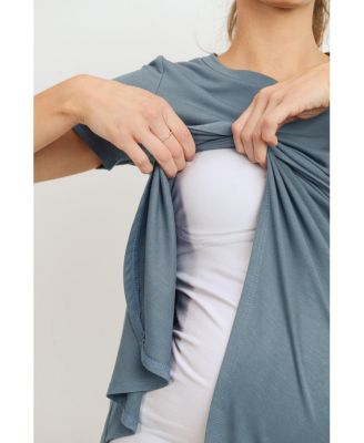 Maternity Short Sleeve Layered Wrap Nursing Top