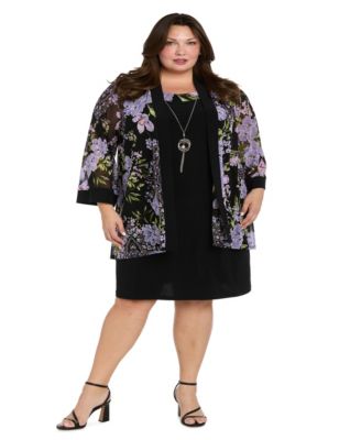 Plus Size 2-Pc. Floral-Print Jacket & Dress Set