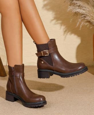 Shane Chelsea Booties with Buckled Strap Detail