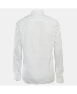 Men's White Cotton Logo Printed Shirt