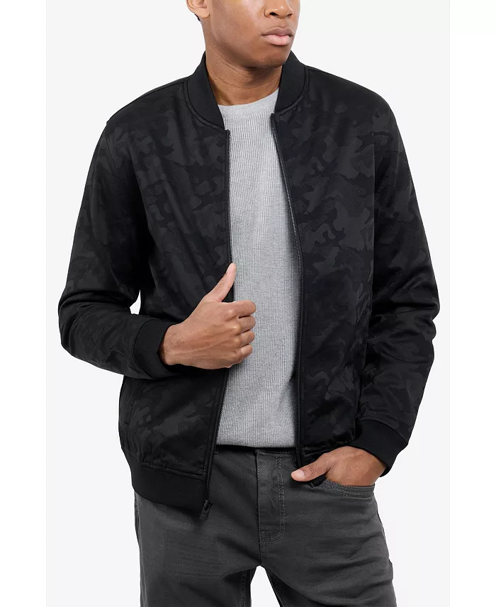 Men's Jacquarded Camouflage Bomber Jacket - thumbnail 4