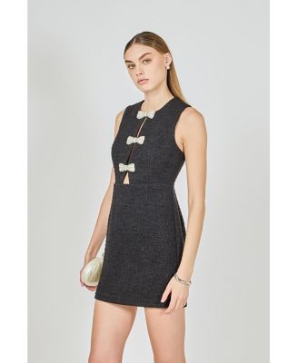 Women's Pearl Bow Mini Dress