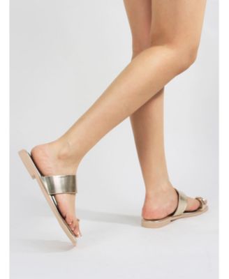 Women's Kamila Gold-Tone Toe-Loop Slide Sandals