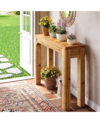 Solid Wood Console Table for Entryway, 41.3-Inch Farmhouse Sofa Table Behind Couch, Natural