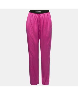 Women's Pink Logo Band Silk Pj Pants