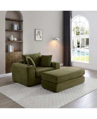 52.4" Boneless Chaise Lounge Indoor Oversized Cloud-Like Cozy Modular 3-in-1 Sofa Bed, Green