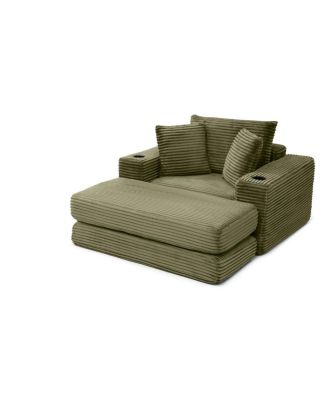 52.4" Boneless Chaise Lounge Indoor Oversized Cloud-Like Cozy Modular 3-in-1 Sofa Bed, Green