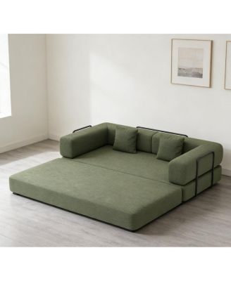  Convertible Corduroy Sleeper Sofa Bed with Pillow