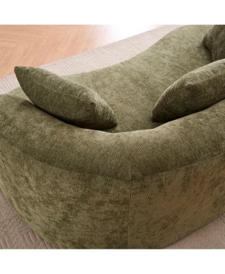 chenille self-inflating 2-seater sofa with deep cushions