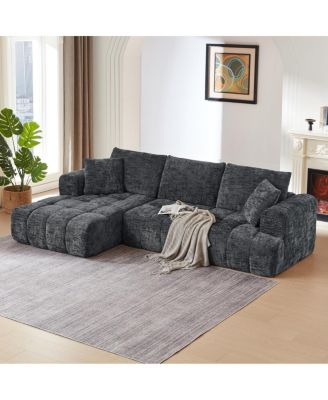 Chenille L-Shape Luxury Sectional Oversized Sofa, Minimalist Design, Comfy Sleeper Couch