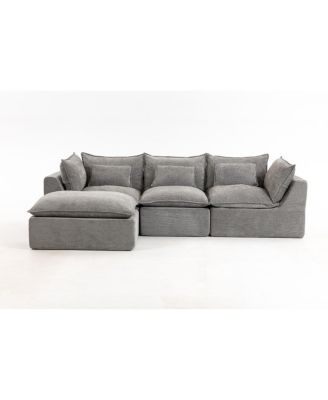 Cloud Couch Oversized Modular Sectional Sofa, 3-Seat with Ottoman