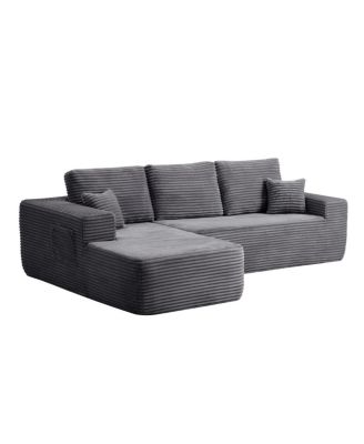 104" Cloud Sectional Sofa with L-Shape Chaise & Side Pockets, Gray, Left-facing