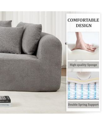 Light Gray Corduroy Cloud Sectional Sofa with L-Shape Chaise