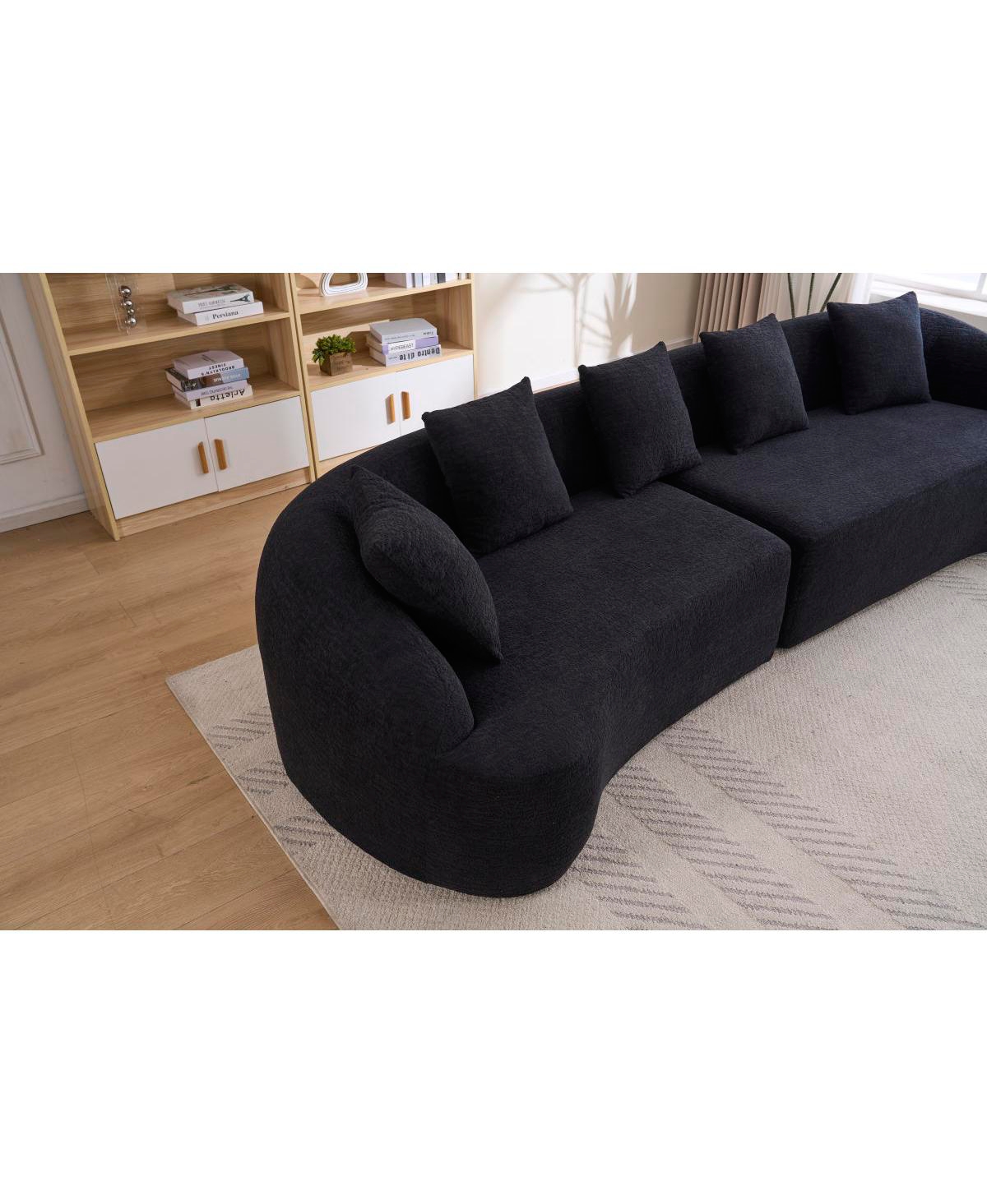 Streamdale Furniture Compression Sponge Sofa Black Curved Modular Sectional Sleeper Couch