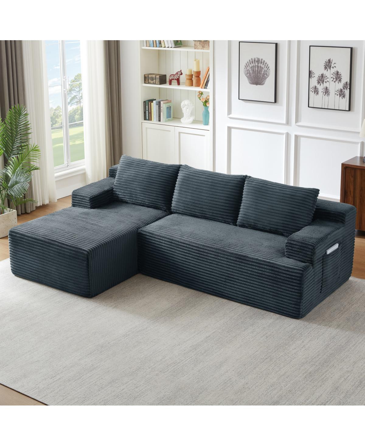 Streamdale L-Shaped Cloud Sectional Sofa, Deep Seat, Modular Sleeper, Dark Gray