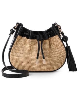 Eliana Folsom Mini Straw Drawstring Crossbody Bag