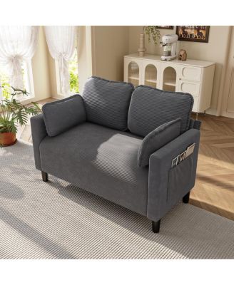 Streamdale 48" Corduroy Loveseat Couch with Cushions & Side Storage