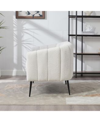 Streamdale 50.2" Wide Upholstered Chenille Loveseat Accent Couch, Modern Glam Settee with Metal Legs, Ivory