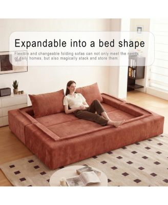 Streamdale Orange Sofa Bed with Rectangle Pillow and Cushions