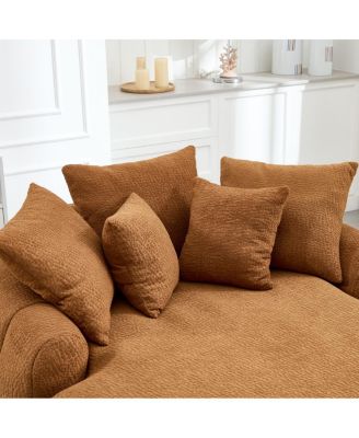 Streamdale Oversized Oval Upholstered Bean Bag Sofa with 3 Large & 2 Small Pillows