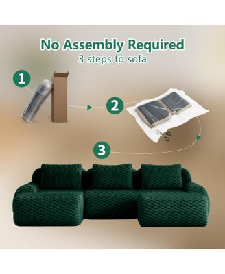 Streamdale Modern U-Shaped Modular Sectional Sofa, Flannelette, Oversized 3-Seater, Green