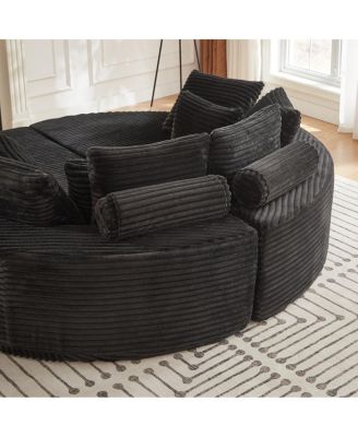 Streamdale Corduroy Oversized Recliner, Converts to 2 Recliners, Sofa Bed, Neck Pillow