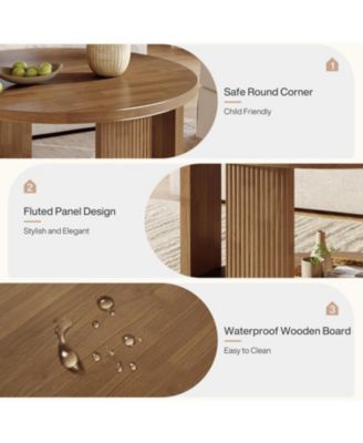 2-Tier Round Coffee Table for Living Room, 31.5-Inch Mid-Century Modern Circle Accent Center Table with Thick Tabletop, Low Cocktail Tea