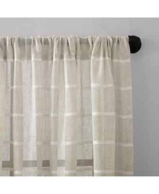 Twill Stripe Anti-Dust Linen Blend Sheer Curtain Panel