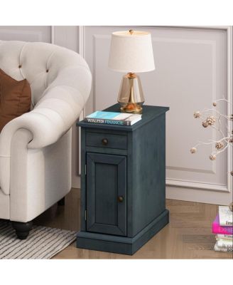 Antique Blue Solid Wood Veneer Traditional Accent Table, 11.75 x 21.75 x 24.25 in