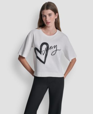 Women's Short-Sleeve Heart Script Logo Crew Neck Shirt