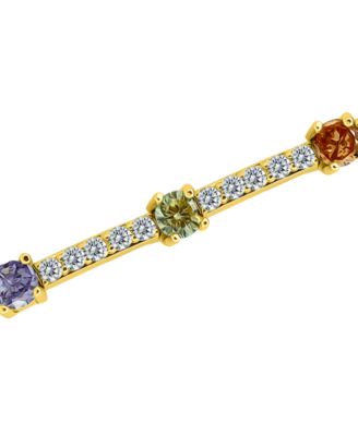 3 5/8 ct. t.w 4mm 2mm Round Cubic Zirconia Stone Stations on Pave Link Bracelet