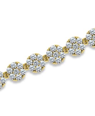 7 ct. t.w 2mm Round Cut Cubic Zirconia Stones Cluster Flower Link Bracelet