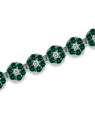 1 ct. t.w 2mm Round Cut Cubic Zirconia 2mm Ruby Red Glass Stones Cluster Flower Link Bracelet