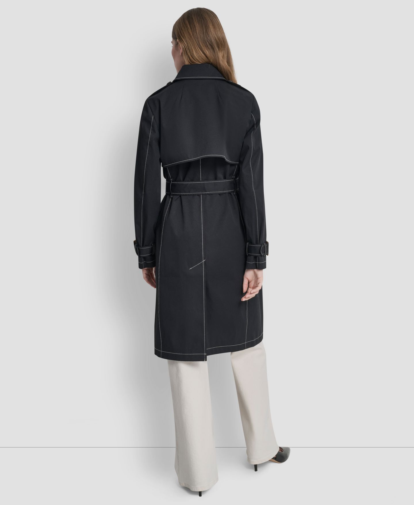 Женский топ DKNY Top Collar Utility Raincoat, цвет: Чёрный — фото 5
