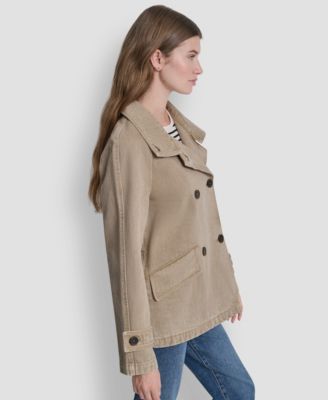 Women's Denim Double Breasted A-Line Coat