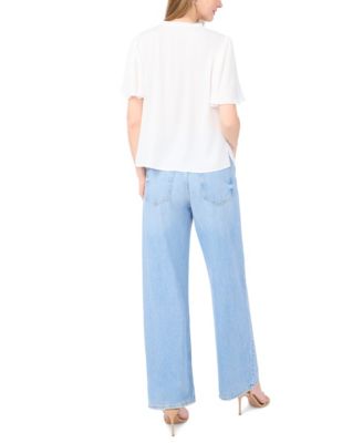 Women's Tie Neck Short-Sleeve Blouse