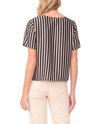 Women's Crewneck Cropped Short-Sleeve Blouse