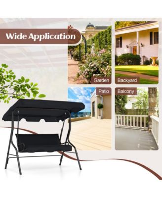 LUCKY ONE 3 Seat Outdoor Patio Canopy Porch Swing with Cushioned Steel Frame