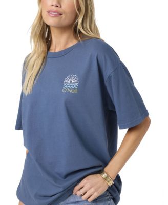 Juniors' Horizon Graphic Print Crew Neck Oversized T-Shirt