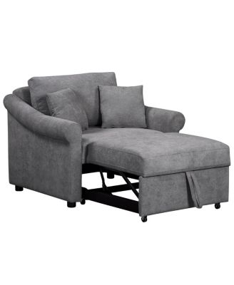 Chenille Convertible Sleeper Chair with Adjustable Backrest